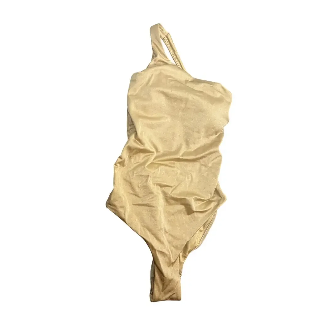 Peixoto One Shoulder One Piece Swimsuit Shimmer Metallic Beach Resort Pool XS